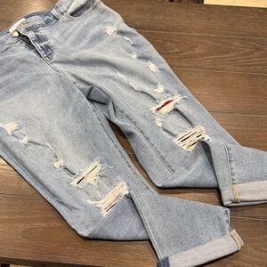 Lane Bryant size 14, oversized  Light Blue Distressed Women cuffed Jeans